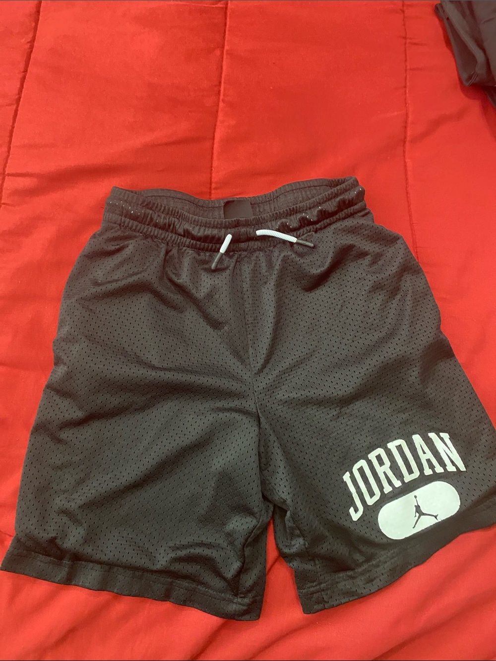 Jordan Black Athletic Mesh Shorts with Red Jumpman